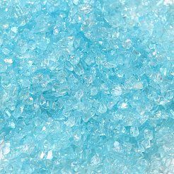 透明電気めっきの砕いたガラス工芸品  ABカラーメッキ  不規則なガラスチップ  ネイルアート用 diy 花瓶フィラー  ライトスカイブルー  1.5~2x1.5~2mm&nbsp;GLAA-F123-07