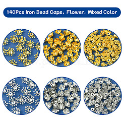 アイロンビーズキャップ140個  花  ミックスカラー  6~14x3.5~4.5mm  穴：1~1.5mm&nbsp;IFIN-FS0001-42