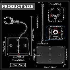 Assembled Rectangle PS Plastic Action Figure Display Stands with Adjustable Iron Support Arm&nbsp;ODIS-WH0100-12B