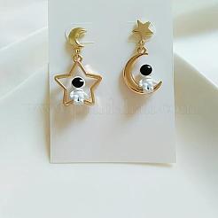 Moon & Star with Spaceman Alloy Resin Dangle Stud Earrings&nbsp;FS-WG8DF57-01
