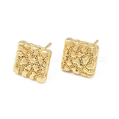 Brass Square Stud Earrings&nbsp;EJEW-F400-17G
