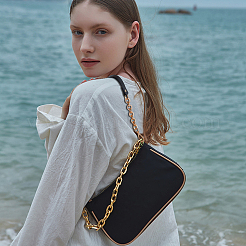 Cowhide Leather Cord Chain Bag Strap&nbsp;FIND-WH0056-27G-01
