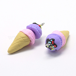 手作り樹脂粘土ペンダント  アイスクリーム  紫色のメディア  37~40x14~16mm  穴：2mm&nbsp;LS-X-CLAY-Q240-003C