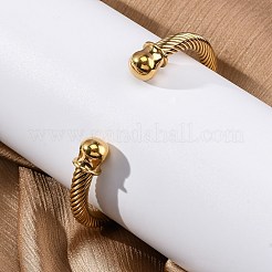 304ステンレススチール製カフバングル  女性のためのトルクバングル  イオンプレーティング（ip）  ゴールドカラー  3/8インチ（0.95cm）  内径：2x2-3/8インチ（5.1x6.05cm）&nbsp;BJEW-P310-17G