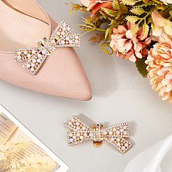 2Pcs Bowknot Alloy Rhinestone Shoe Decorations&nbsp;FIND-CP0002-26B