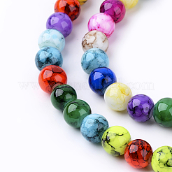 Spray Painted Glass Beads Strands&nbsp;DGLA-MSMC001-14