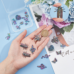 動物をテーマにした合金ペンダントセット  蝶と蜂とトンボ  虹色  9.5~31x11~27.5x1.5~5.5mm  20個/箱&nbsp;FIND-HY0001-46