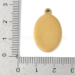 イオンプレーティング（IP）304ステンレスペンダント  セイントチャーム付きオーバル  ゴールドカラー  25.5x16x2mm  穴：1.8mm&nbsp;STAS-M080-11G-02