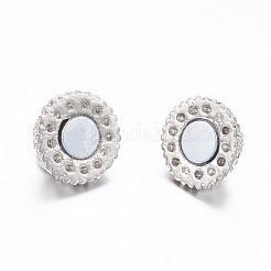 合金マグネットクラスプ  ラインストーン付き  ラウンド  プラチナ  直径約10mm  長さ17mm  穴：2mm&nbsp;X-BSAHH049