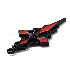 Jet Rhinestone Cross Pendant with Red Enamel&nbsp;ENAM-WH0001-06EB-03