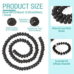 1連売り天然溶岩石ビーズ連売り  ロンデル  6.5~7x4~4.5mm  穴：0.8mm  約89個/連  15.35''（39センチメートル）&nbsp;G-TA0003-44A