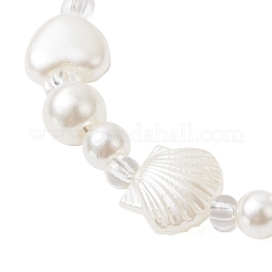 女性用 ABS プラスチック模造真珠ビーズブレスレット  アクリルと  蝶  6-7/8インチ(17.6cm)+エクステンダー: 60mm&nbsp;BJEW-JB11872-03