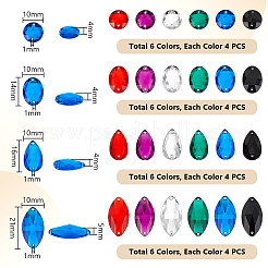 96Pcs 24 Styles Oval Teardrop Horse Eye Sew on Rhinestone&nbsp;ACRT-PH0001-15