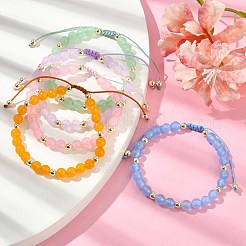 Natural & Dyed Malaysia Jade Braided Bead Bracelets&nbsp;BJEW-JB09987