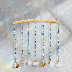 DIY壁飾りキット  流木枝フック、枝ハンガーラックを含む  ガラス、アクリル、宝石ビーズ  アクリルペンダントと銅線  ミックスカラー  407x62x30mm&nbsp;DIY-SC0032-56