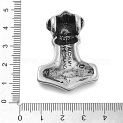 バイキング 304 ステンレススチールペンダント  ミョルニル トール ハンマー チャーム  アンティークシルバー  40.5x29.5x11.5mm  穴：5.5mm&nbsp;STAS-N105-04L-AS