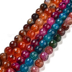 天然石瑪瑙ビーズ連売り  ラウンド  染め＆加熱  多面カット  ミックスカラー  10mm  穴：1mm  約37個/連  14.7インチ（37.5cm）&nbsp;G-G703-10mm-M