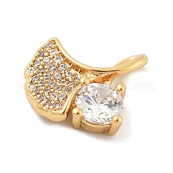 真鍮マイクロパヴェクリアキュービックジルコニアチャーム  14KGP本金メッキ  葉  13.5x13.5x4mm  穴：3x1.3mm&nbsp;KK-B130-03G-04