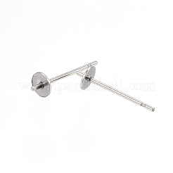 変色しにくい304ステンレススチールスタッドピアス金具  片穴パーツ用  ステンレス鋼色  14x4mm  ピン：0.8mm&nbsp;X-STAS-D448-089P-4mm