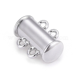 2-Strands 4-Holes Tube Brass Magnetic Slide Lock Clasps&nbsp;KK-D472-P-NF