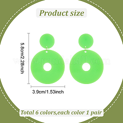 6 Pairs 6 Colors Acrylic Donut Dangle Stud Earrings with Steel Iron Pins for Women&nbsp;EJEW-AN0004-38
