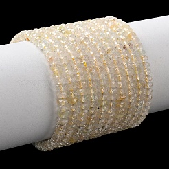 天然石ゴールドルチルクォーツビーズ連売り  ロンデル  多面カット  4~4.5x2.5~3mm  穴：0.6mm  約149個/連  15.16~15.28''（38.5~38.8センチメートル）&nbsp;G-L651-B01-4x2mm
