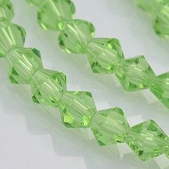 カット加工ダブルコーンガラスビーズ連売り  芝生の緑  3.5~3.8x3mm  穴：1mm  約107~110個/連  32.5~34cm&nbsp;EGLA-P017-3mm-01
