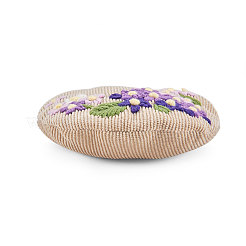 コーデュロイクラッチレディースイブニングバッグ  刺繍ミルクの綿の花  合金の花の財布のフレームハンドル  ミスティローズ  110x110mm&nbsp;JBG008B-04