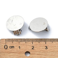 変色しにくい304ステンレススチールのクリップ式イヤリング金具  フラットラウンドイヤリングのセッティング  カン付き  ステンレス鋼色  16.5x12x7mm  穴：2.5mm&nbsp;STAS-Q318-08P