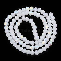 Imitation Jade Bicone Frosted Glass Bead Strands&nbsp;GLAA-F029-JM4mm-A06