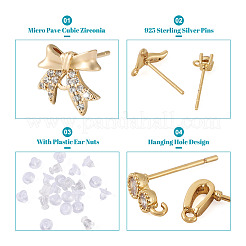 12Pcs 6 Style Brass Micro Pave Cubic Zirconia Stud Earring Findings&nbsp;KK-FW0001-10