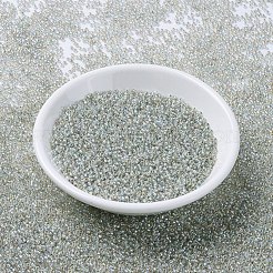 MIYUKIラウンドロカイユビーズ  日本製シードビーズ  11/0  （rr3192)シルバーラインクリスタルab  2x1.3mm  穴：0.8mm  約50000個/ポンド&nbsp;SEED-G007-RR3192