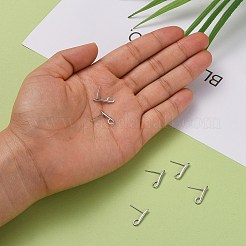 変色防止ロジウムメッキ 925スターリングシルバースタッドピアス金具  スタンプ925個付き  プラチナ  14x2x1.5mm  穴：2x3mm  ピン：0.8mm&nbsp;STER-K168-118P