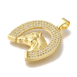 Horse Rack Plating Brass Clear Cubic Zirconia Pendants&nbsp;KK-U019-32G
