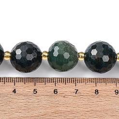 天然石モスアゲートビーズ連売り  多面カット  ラウンド  シードビーズで  15~16mm  穴：1.4~1.6mm  約21個/連  15.35~15.94インチ（39~40.5cm）&nbsp;G-C249-A25-16MM