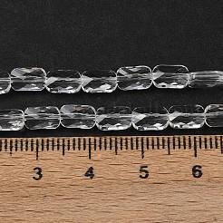 透明ガラスビーズ連売り  長方形  多面カット  透明  7x4.5x3.5mm  穴：0.9mm  約79~80個/連  21.65''~22.24''（55~56.5センチメートル）&nbsp;X-GLAA-Z018-C16