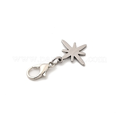 スター 304 ステンレス ペンダント デコレーション  亜鉛合金カニカン付き  プラチナ＆ステンレス鋼色  29mm&nbsp;HJEW-JM03575
