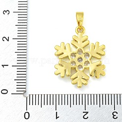 クリスマステーマ  丸カンとキュービックジルコニアが付いた真鍮エナメルペンダント  カドミウムフリー＆鉛フリー  雪/ハート/ギフト/クリスマスツリー  スノーフレークチャーム  23x18x2.5mm  穴：3x5mm&nbsp;KK-D534-08G-01