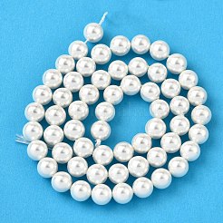 虹メッキシェルパールビーズ連売り  グレードA  ラウンド  古いレース  8mm  穴：1mm  約51個/連  16インチ&nbsp;X-BSHE-L025-02-8mm