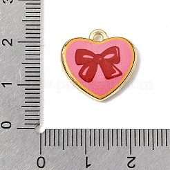 プリント合金ペンダント  ハートチャーム  長持ちメッキ  ラックめっき  ゴールドカラー  蝶結び  17x18x3mm  穴：1.6mm&nbsp;ENAM-F160-06C-G