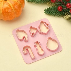 ABSプラスチッククッキーカッター  クリスマス サンタクロース/キャンディケイン/雪だるま  ピンク  100x100mm&nbsp;BAKE-YW0001-016