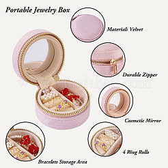 Portable Travel Round Velvet Jewelry Set Storage Zipper Boxes&nbsp;CON-TAC0001-11B
