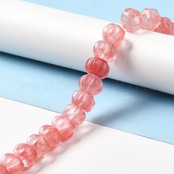 チェリークォーツガラスビーズ連売り  カボチャ  10x14x12.5mm  穴：1mm  約20個/連  7.72''~7.76''（19.6~19.7センチメートル）&nbsp;G-K335-02E