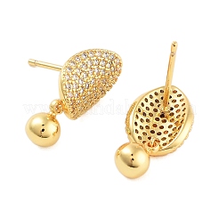 Rack Plating Round Brass Stud Earrings&nbsp;EJEW-N055-42G-RS