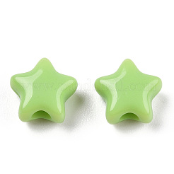 不透明なアクリルビーズ  スター  薄緑  9x9.5x5.5mm  穴：2.5mm  約2050個/500g&nbsp;MACR-T047-01-21