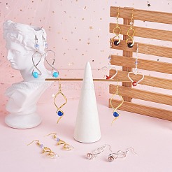 DIY ビーズ ダングル イヤリング作成キット  真鍮のピンチベイルを含む  アイアン製ピアスフック  丸いガラス & abs プラスチック パール & ジェムストーン ビーズ  ミックスカラー  138個/箱&nbsp;DIY-SZ0009-04