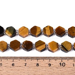 天然石タイガーアイビーズ連売り  六角  シードビーズで  8~10x8~10x4~5mm  穴：0.9~1mm  約18~19個/連  7.68~8.07''（19.5~20.5センチメートル）&nbsp;G-P534-A21-01