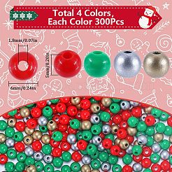 1200Pcs 4 Colors Christmas Themed Opaque Acrylic Beads&nbsp;MACR-SC0001-41