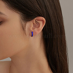 4 Pairs 4 Colors Alloy Enamel Huggie Hoop Earrings for Women&nbsp;EJEW-HY0001-23A