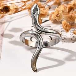 女性用スネーク 304 ステンレススチール オープンカフリング  ステンレス鋼色  内径：17mm&nbsp;RJEW-M046-02P